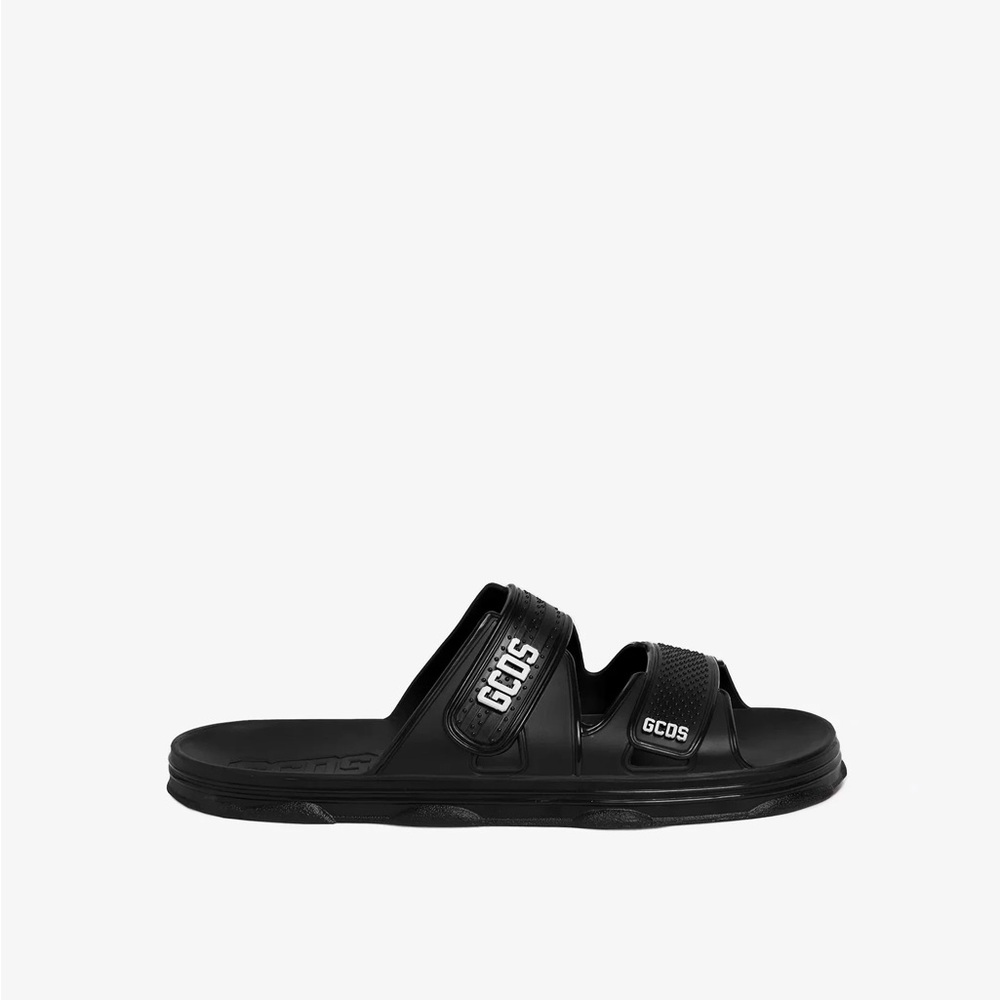 GCDS Logo Embossed Slip-On Sandals